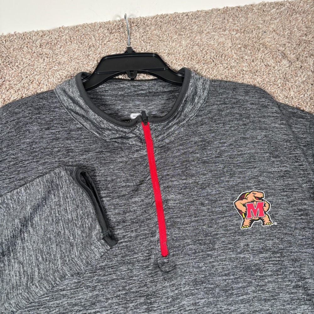 Colosseum Maryland Terrapins Mens XXL Quarter Zip Pullover Gray Space Dye Shirt
